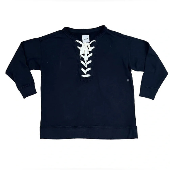 Aerie 
Lace up sweatshirt 
Black 
Size small 
Pit to pit 24”
Length 27” - Picture 3 of 8